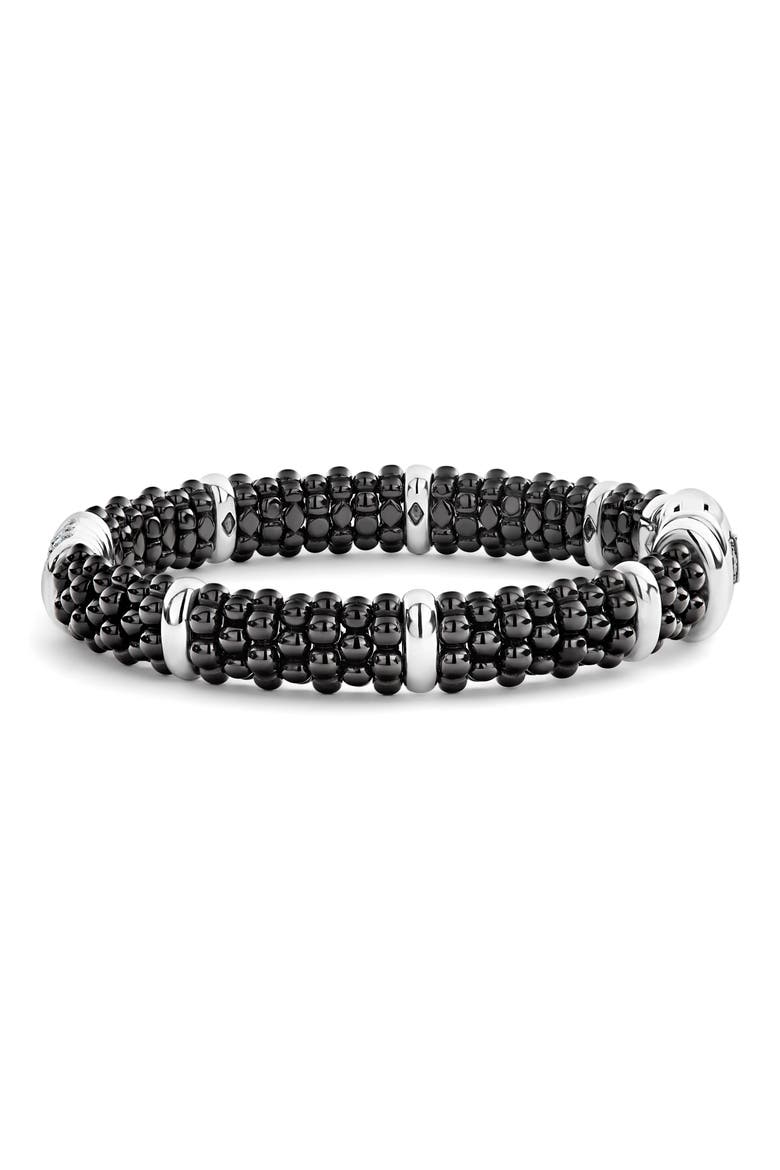 Black Caviar Diamond Link Bracelet, Alternate, color, BLACK
