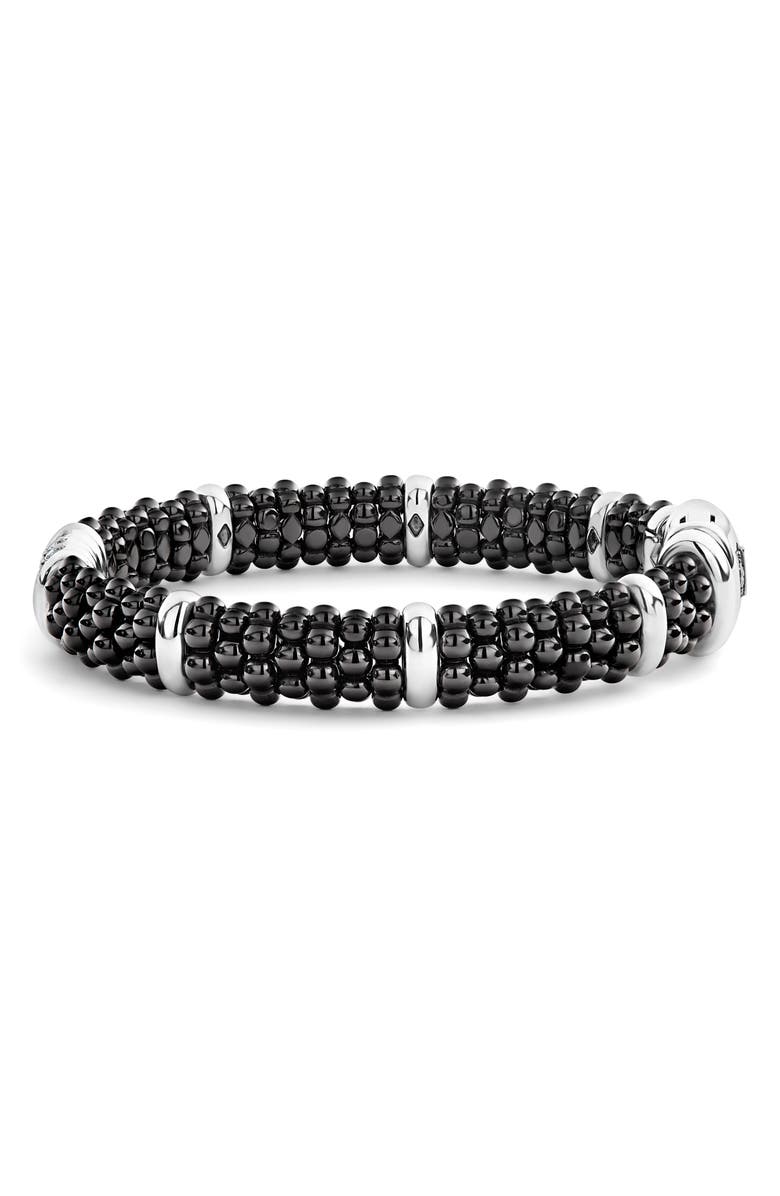 LAGOS Black Caviar Diamond Link Bracelet, Alternate, color, Black