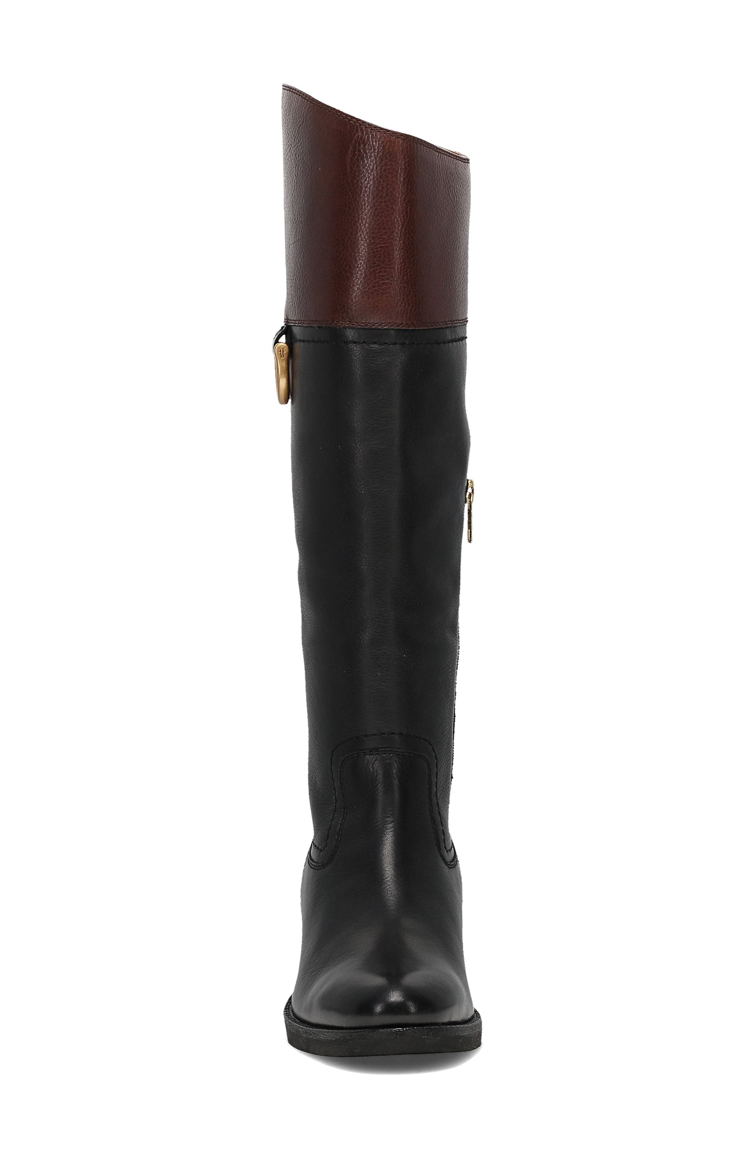 Quinn D Leather Knee High Boot, Alternate, color, BLACK/BROWN