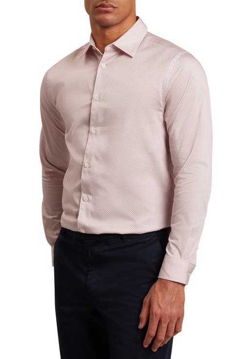 Olweno Slim Fit Microprint Stretch Cotton Button-Up Shirt