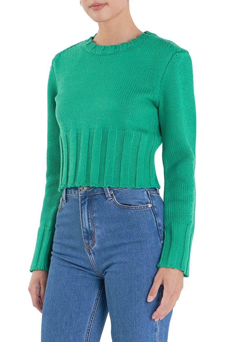 Cutout Crop Sweater, Alternate, color, GREEN