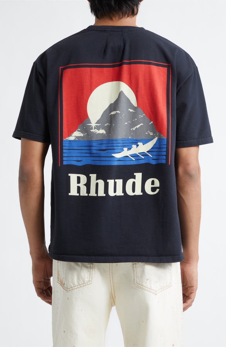 Rhude Moonlight Regatta Graphic T-Shirt, Alternate, color, Vintage Black/ Red/ Blue