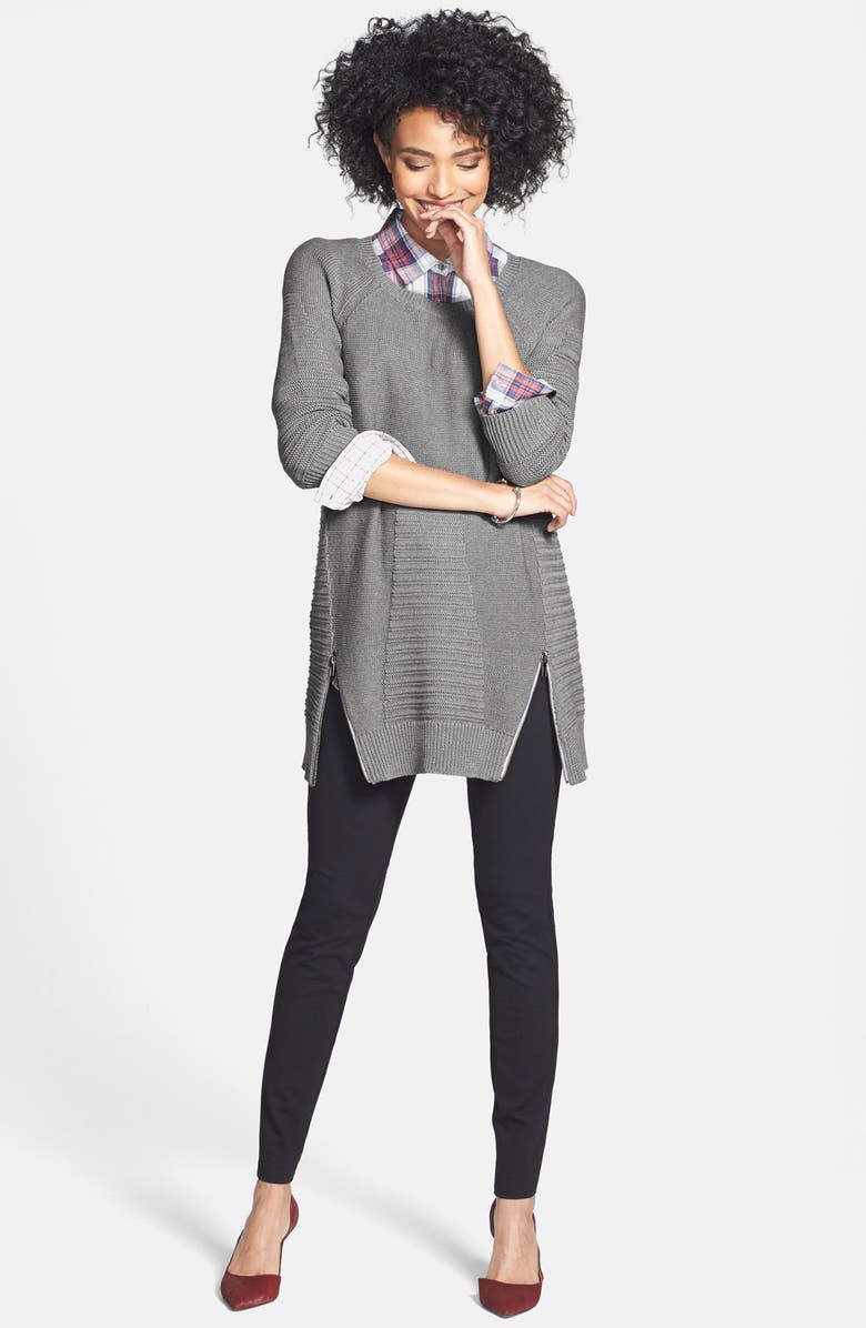 Caslon<sup>®</sup> Zip Hem Tunic Sweater, Alternate, color, 