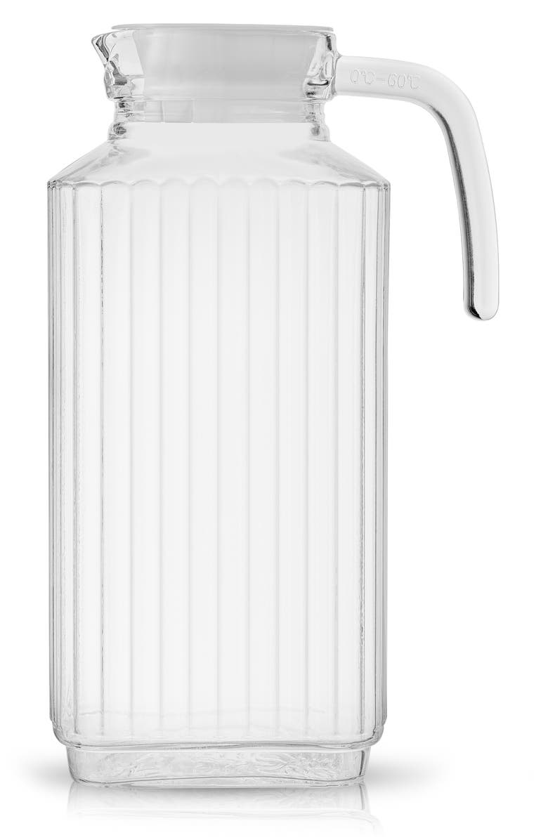 JoyJolt Beverage Serveware Glass Pitcher with Handle & 2 Lids - 60 oz, Main, color, Clear