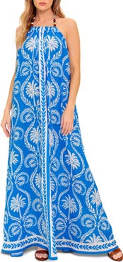 FLYING TOMATO Tropical Print Halter Maxi Dress