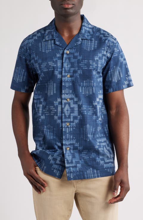 Geo Pattern Cotton Camp Shirt