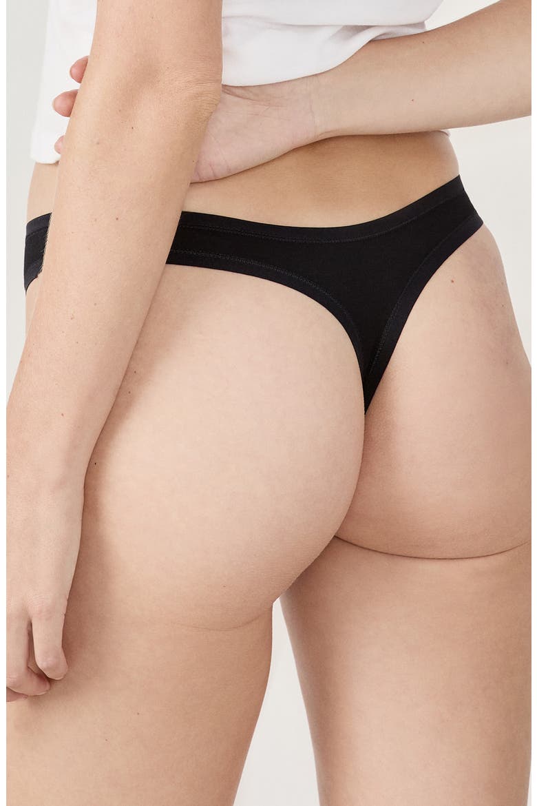 Jack 3-Pack Cotton Thongs, Alternate, color, BLACK