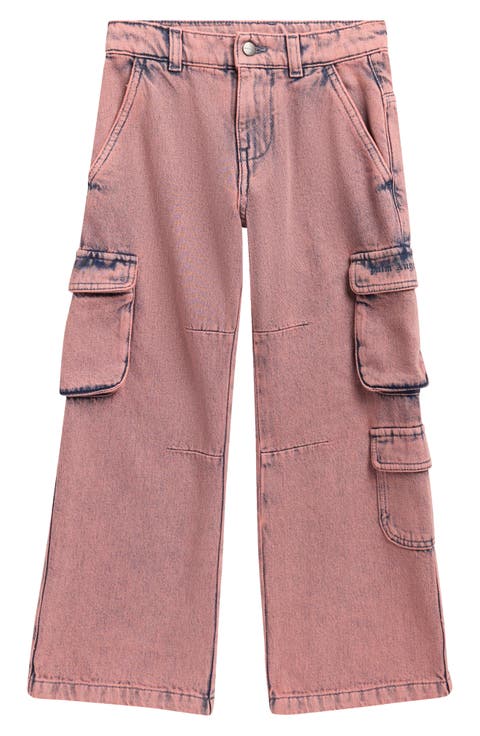 Kids' Logo Overdye Cargo Wide Leg Jeans