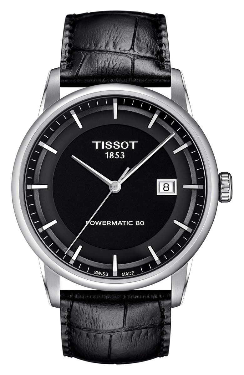Tissot Luxury GTS Automatic Leather Strap Watch, 41mm, Main, color, 