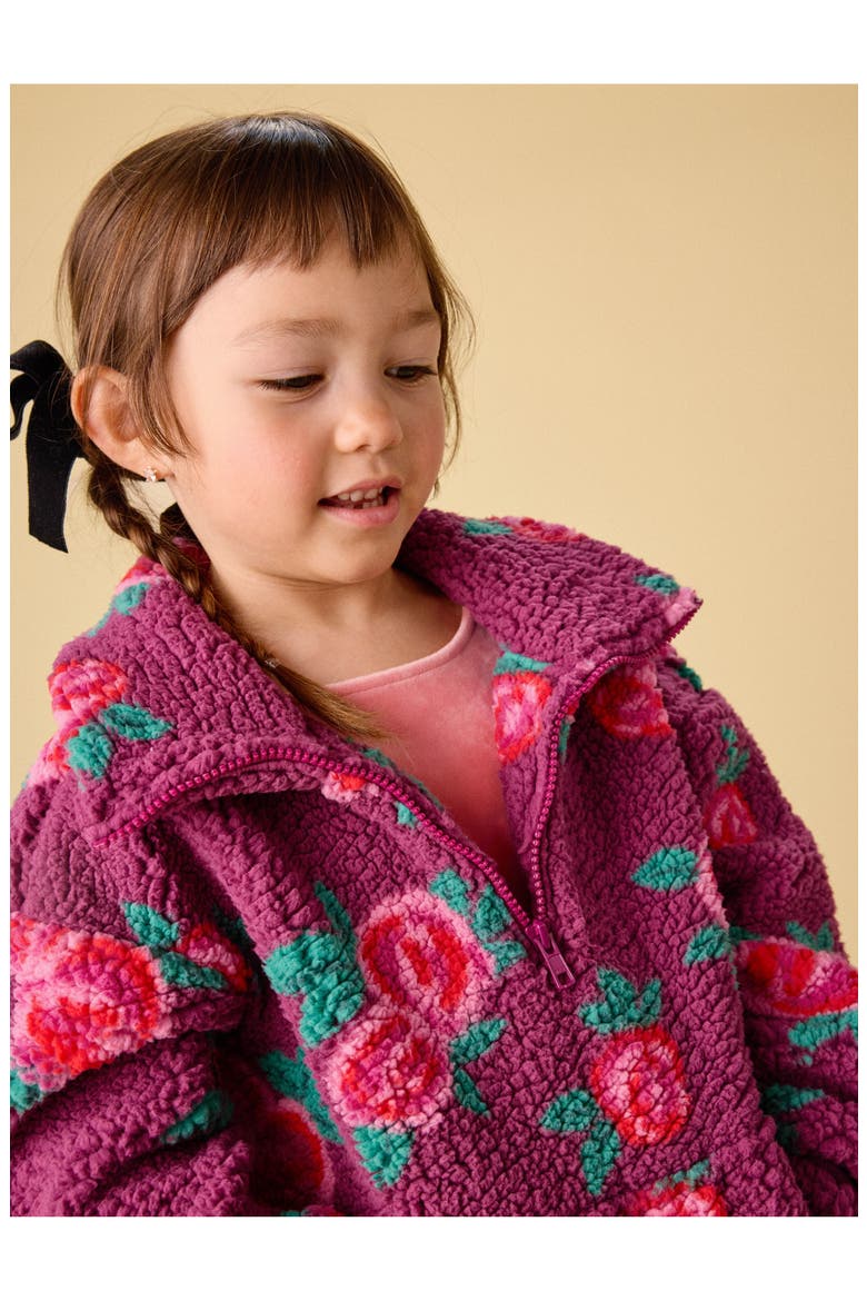 Teddy Fleece Pullover, Alternate, color, Painted Rose