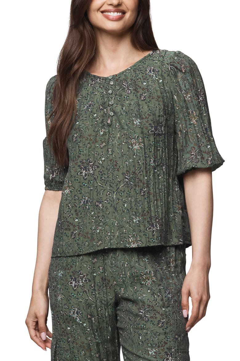 Versailles Floral Puff Sleeve Top, Main, color, VINE FLRL PRINT