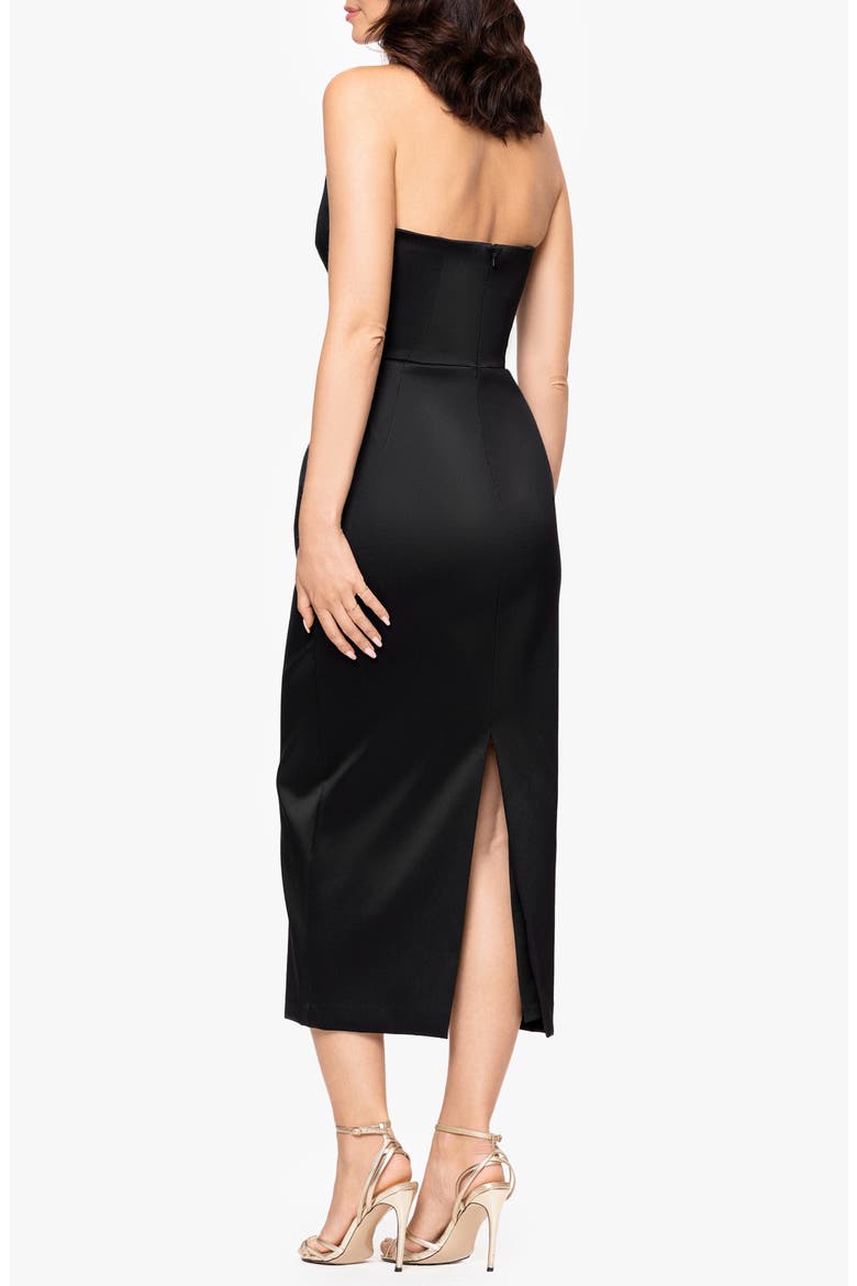 Curve Bow Strapless Midi Gown, Alternate, color, BLACK