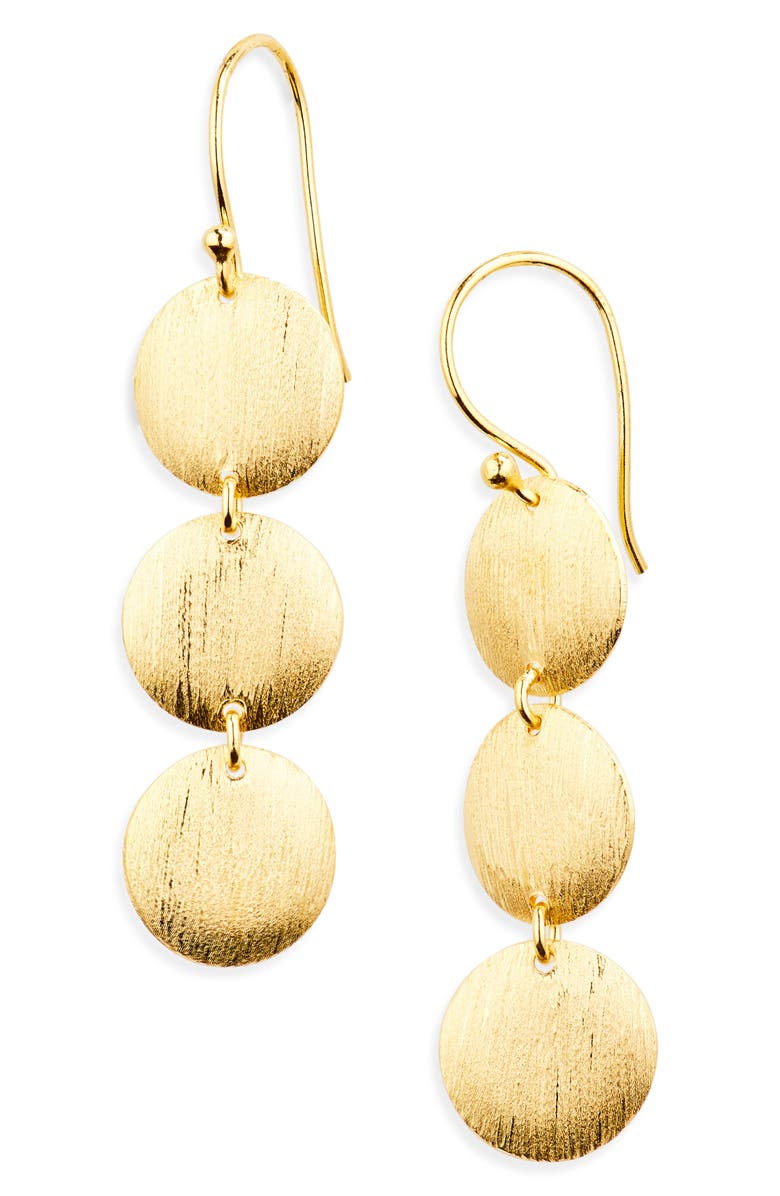 Kiara by Ki-Ele Eliza Trio Brushed Drop Earrings, Main, color, 