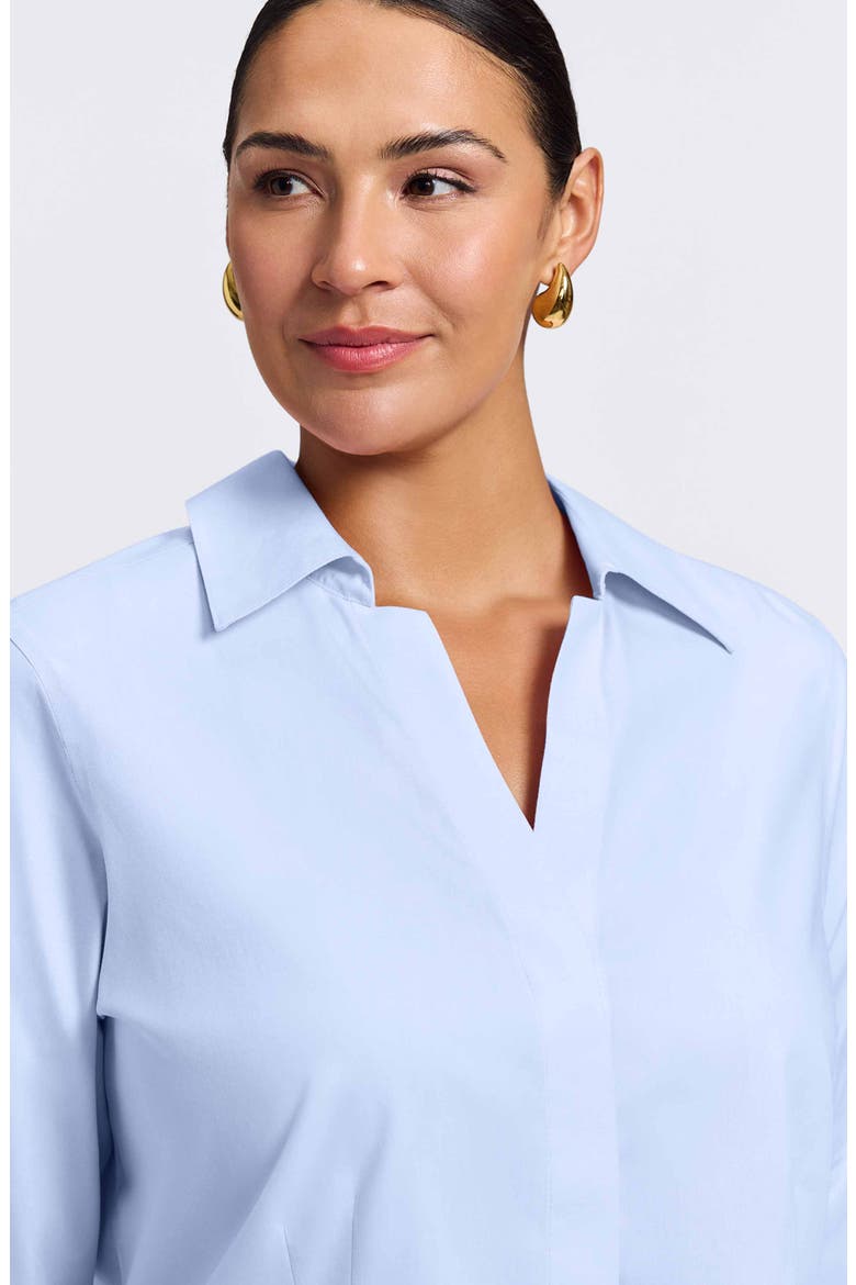 'Taylor' Three-Quarter Sleeve Non-Iron Cotton Shirt, Alternate, color, BLUE WAVE