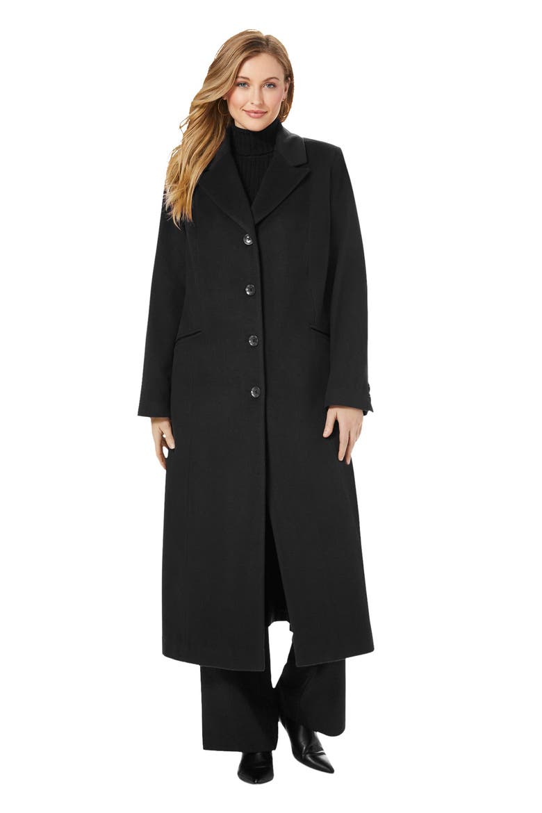 Full Length Wool Blend Coat, Main, color, BLACK