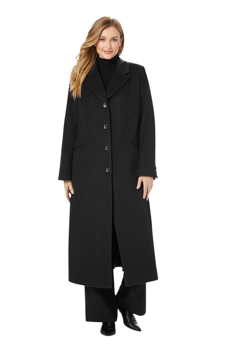 Jessica London Full Length Wool Blend Coat, Main, color, Black