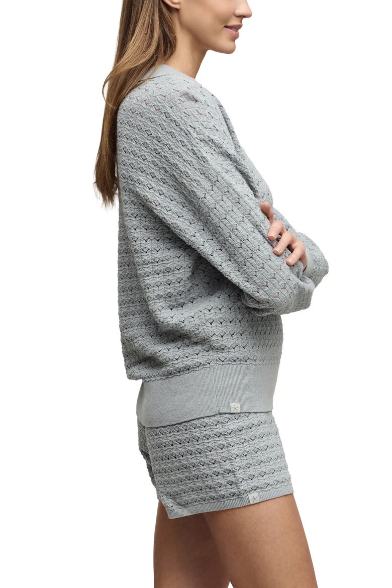 Heathered Cotton Tulip Pointelle Collared Pullover, Alternate, color, FROST