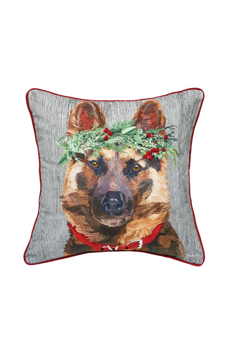 C&F Home Golden Shepherd Dog Christmas Cotton Blend Accent Throw Pillow 18" x 18", Main, color, 