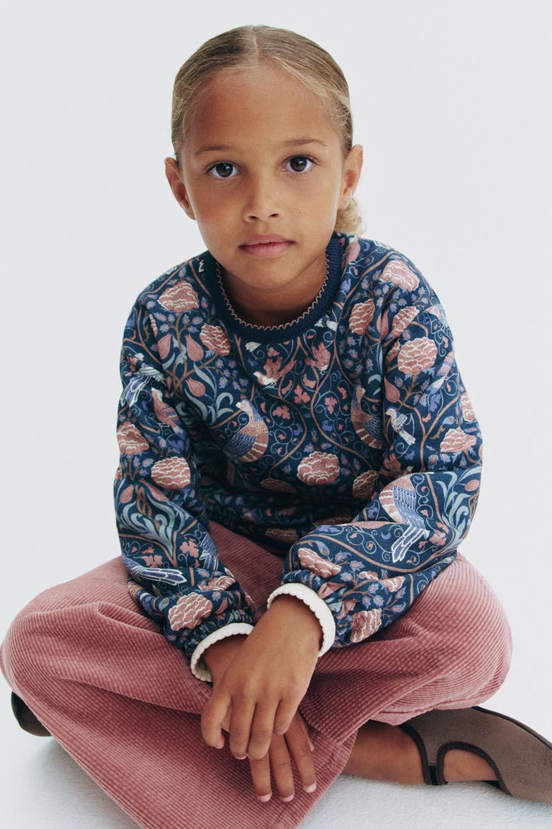 Patterned Cotton Sweatshirt, Alternate, color, Dark turquoise/patterned