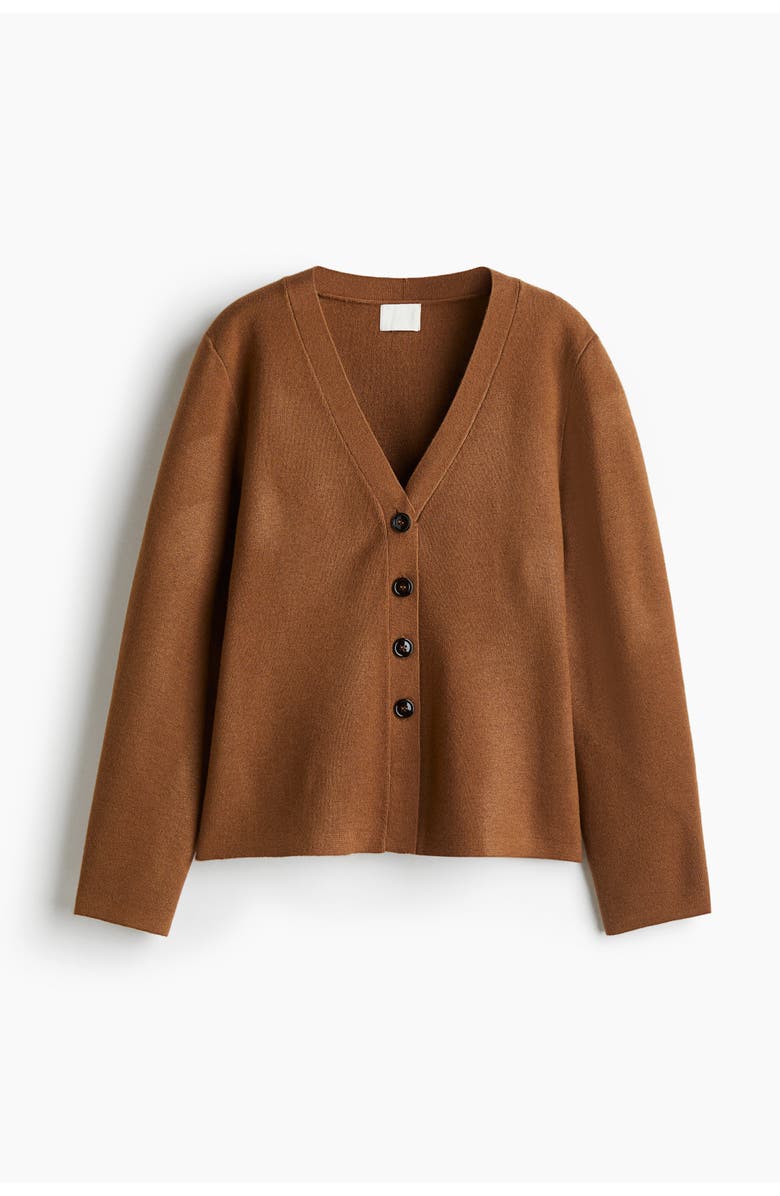 H&M Knitted Cardigan, Main, color, Brown