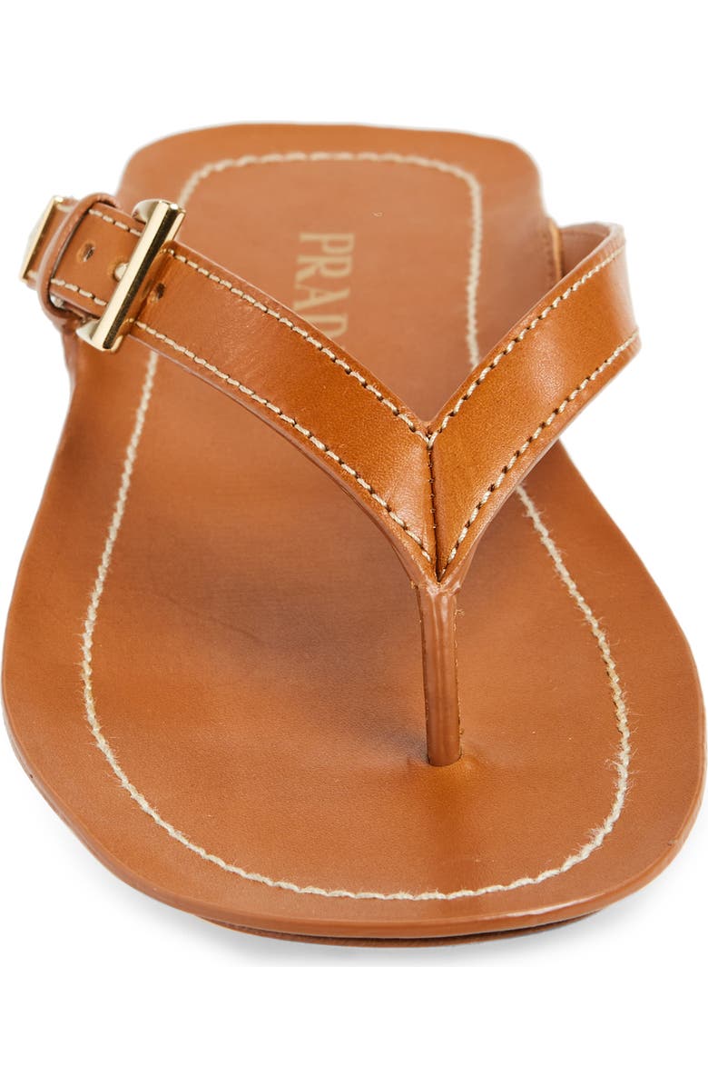 Prada Buckle Leather Flip Flop, Alternate, color,