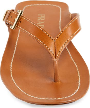 Prada Buckle Leather Flip Flop (Women) | Nordstrom