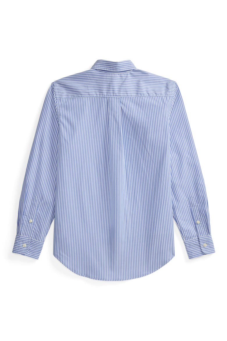 Kids' Stripe Cotton Poplin Button-Down Shirt (Nordstrom Exclusive), Alternate, color, BLUE WHITE