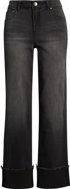 1822 Denim Cuffed Raw Hem Straight Leg Jeans