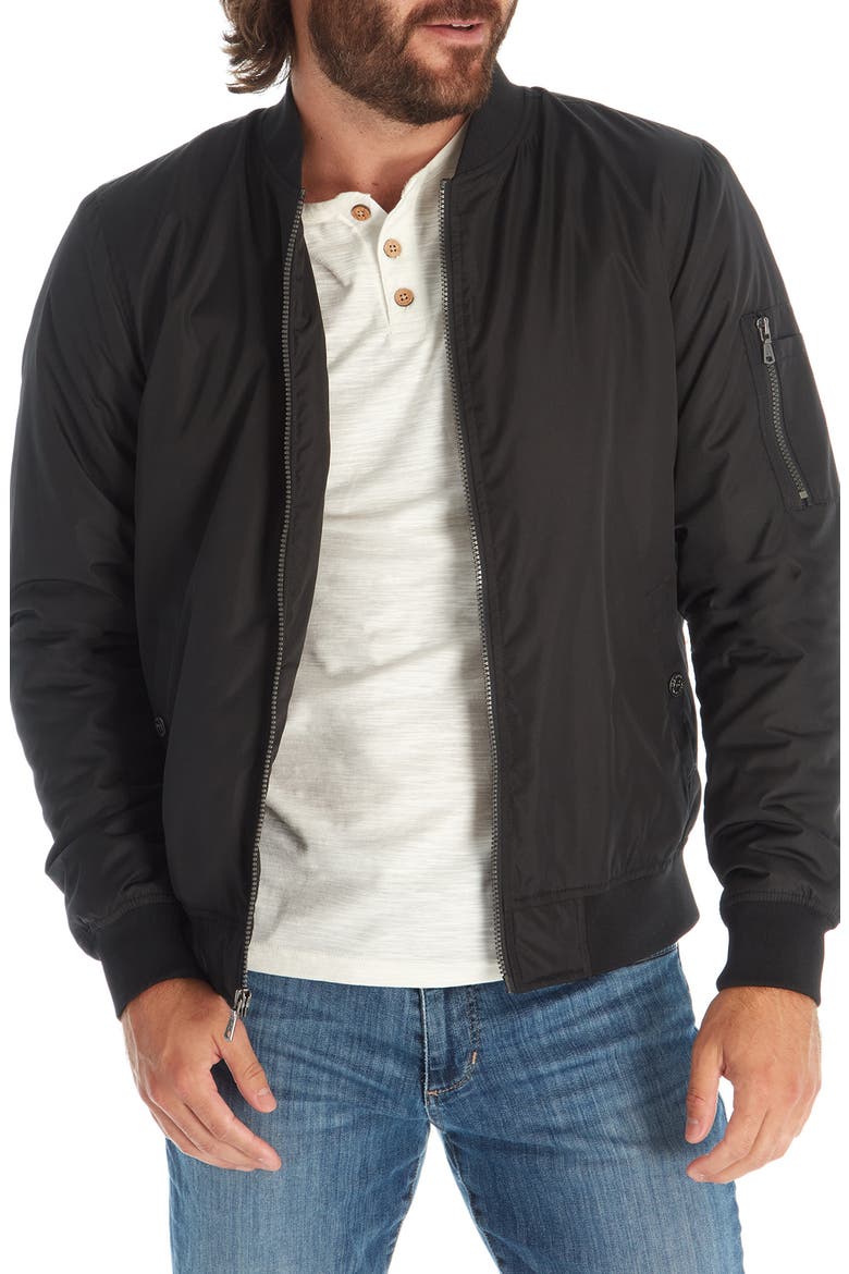 Zip Up Bomber Jacket, Alternate, color, BLACK