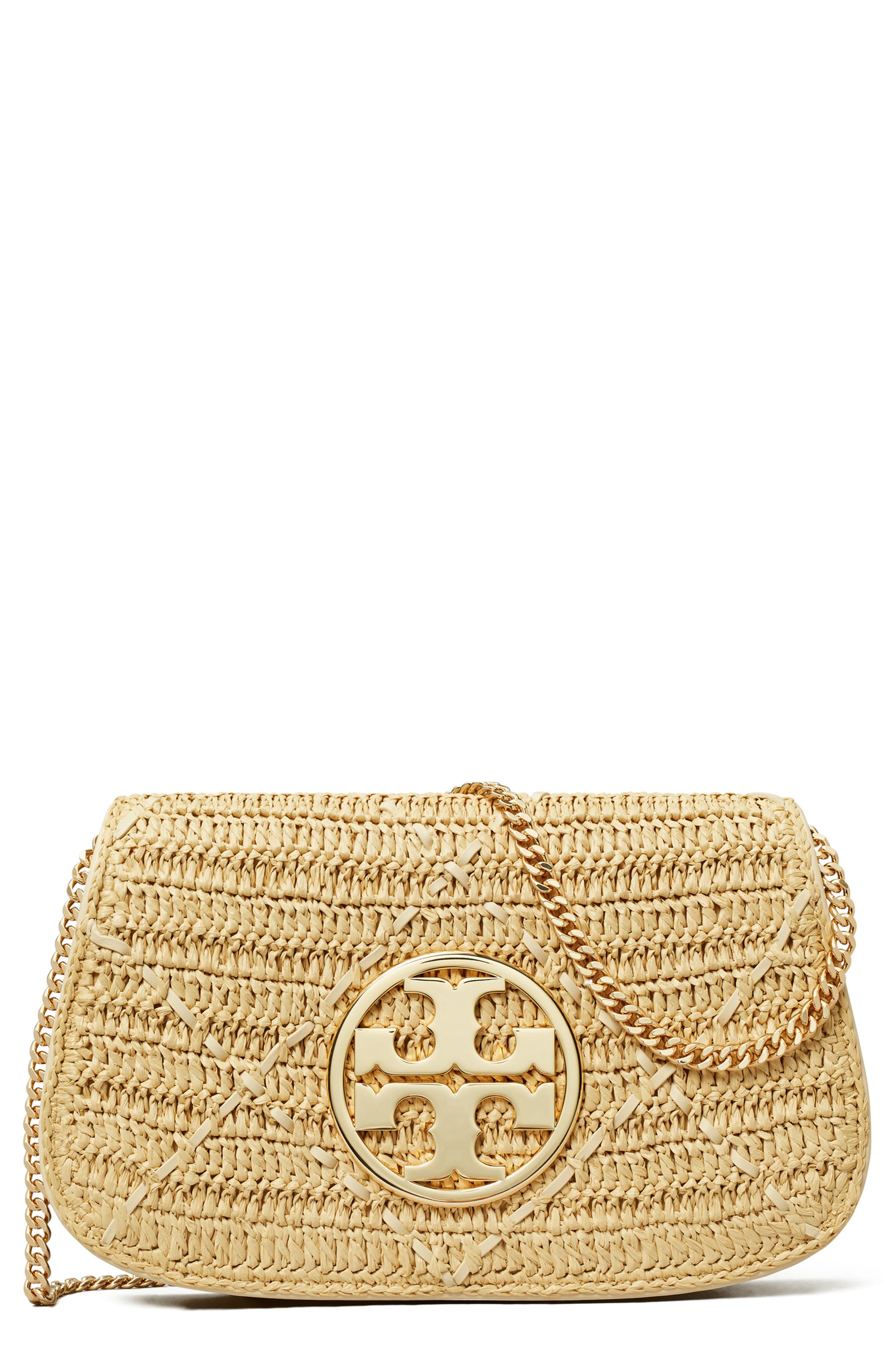 Tory Burch Reva Raffia Clutch, Main, color, 