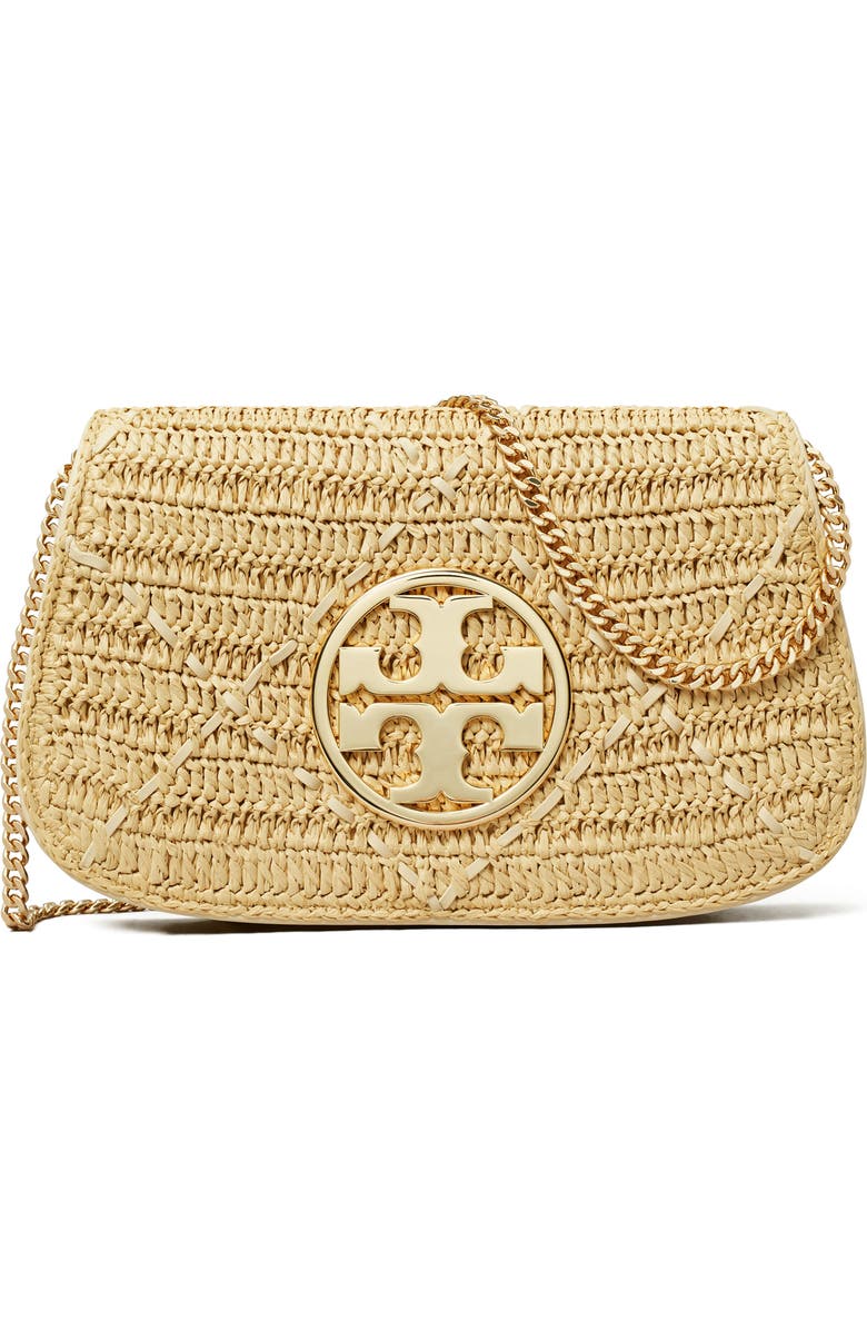Tory Burch Reva Raffia Clutch, Main, color,