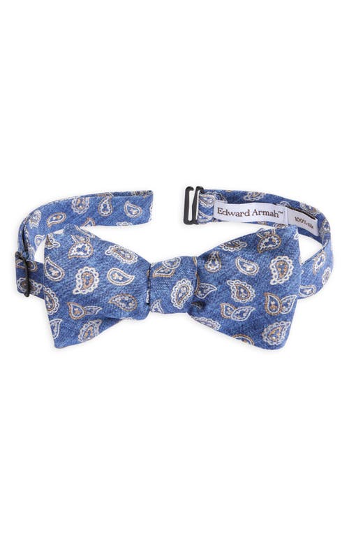 Shop Edward Armah Neat Paisley Silk Bow Tie In Denim