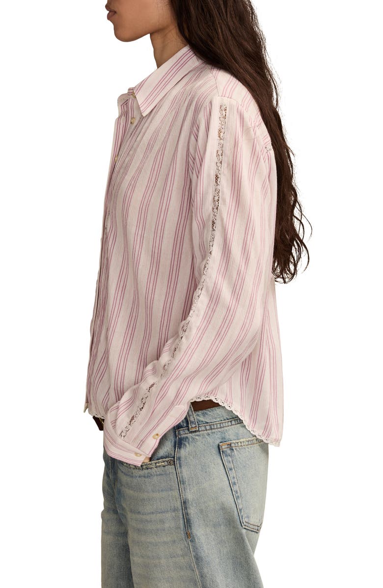 Lucky Brand Lace Trim Shirt, Alternate, color, Purple Stripe