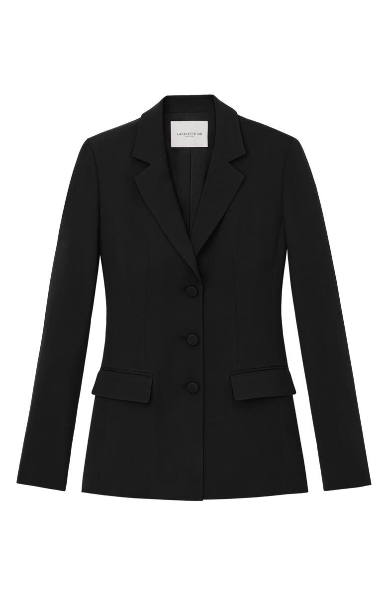 Lafayette 148 New York Single Breasted Three Button Blazer, Alternate, color, Black