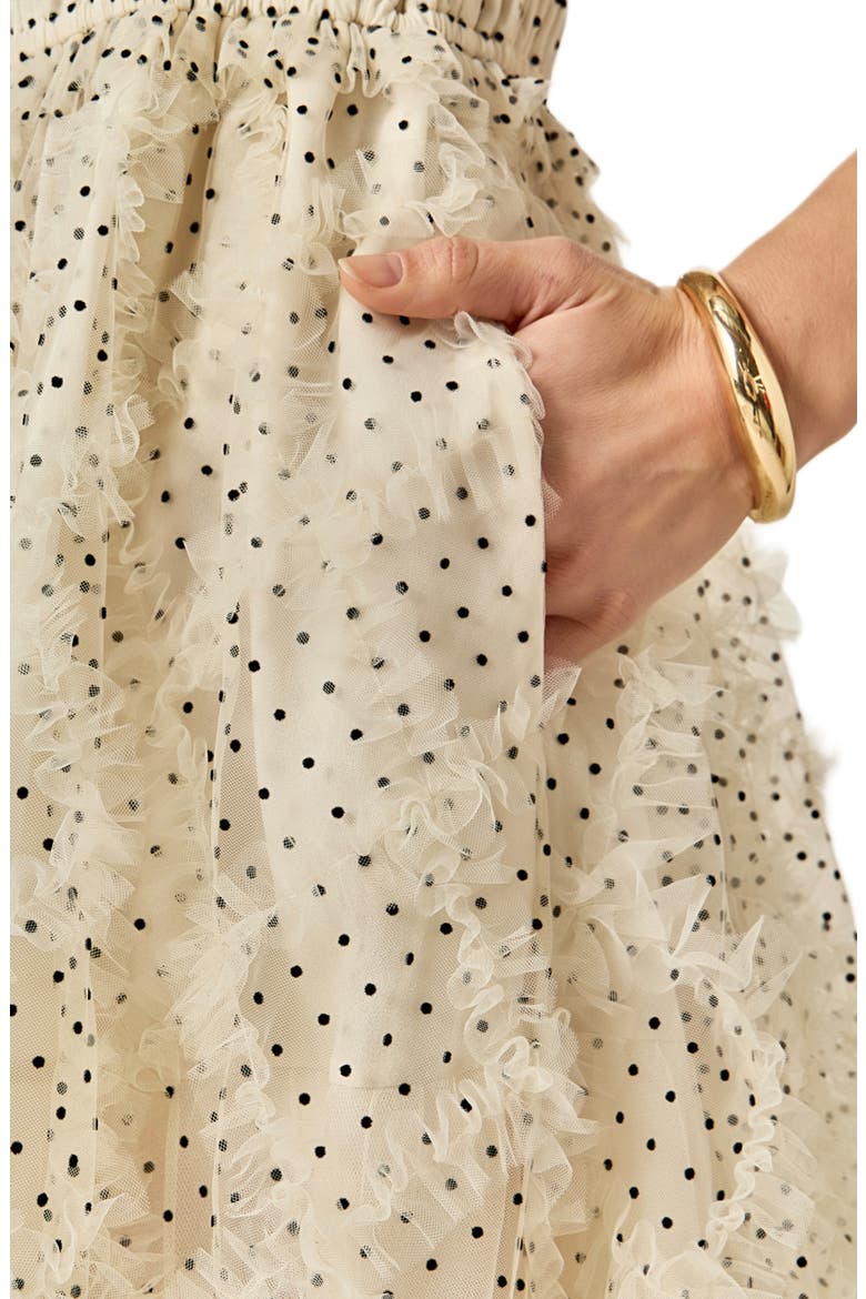 Frill Detail Polka Dot Dress, Alternate, color, WHITE/ BLACK