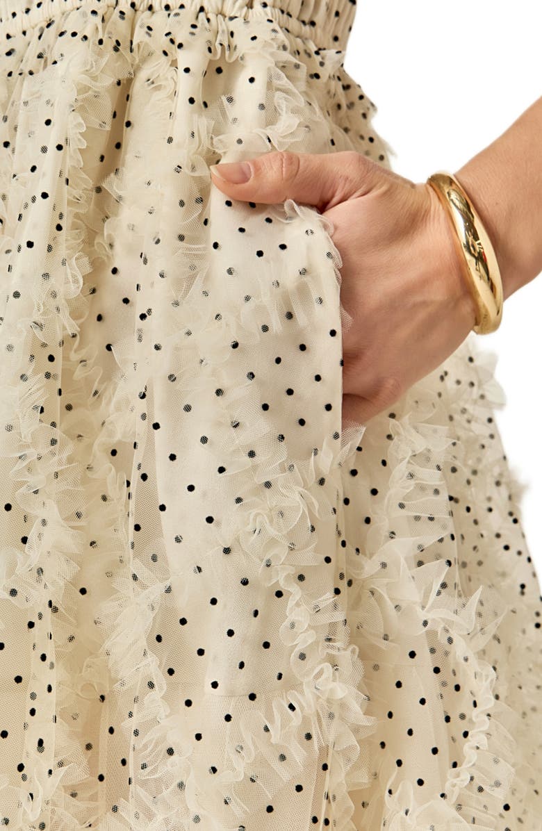 English Factory Frill Detail Polka Dot Dress, Alternate, color, White/ Black