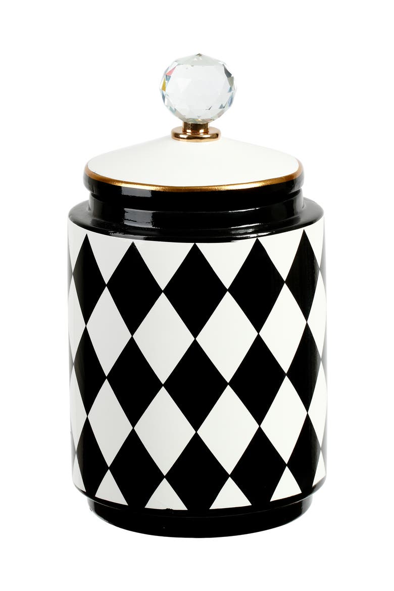11" Harlequin Urn with Lid, Medium, Main, color, Black