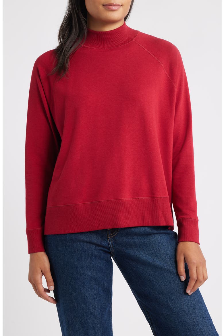 Mock Neck Long Sleeve Top, Main, color, RUBY