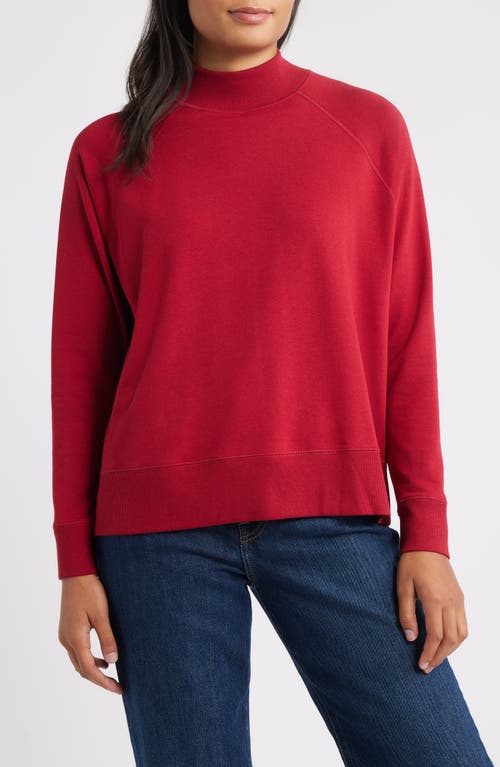 Eileen Fisher Mock Neck Long Sleeve Top In Red