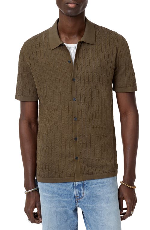 John Varvatos Moore Short Sleeve Organic Cotton Sweater In Green