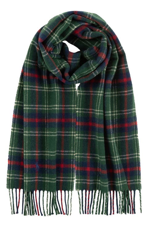 Plaid Recycled Wool Blend Scarf