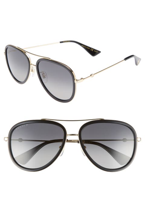 57mm Polarized Metal Aviator Sunglasses