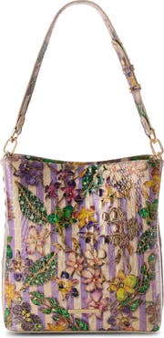 Brahmin Celina Croc Embossed Leather Bucket Bag