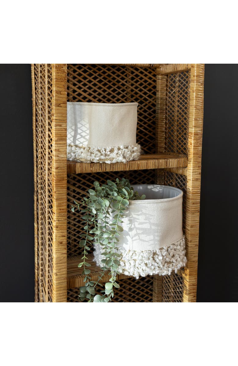 Foreside Home and Garden Set of 2 Hand Woven Boucle Bins White, Alternate, color, White