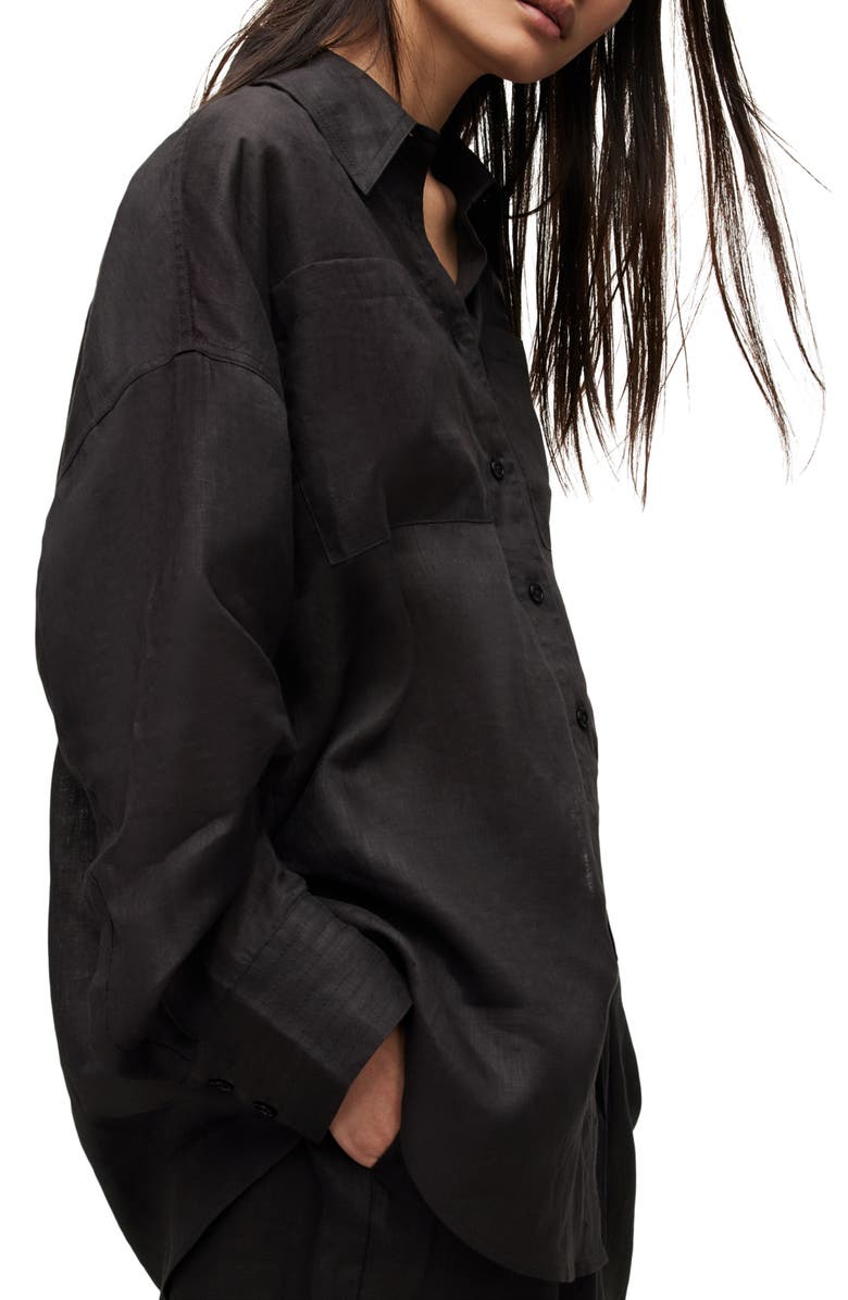 AllSaints Inez Patch Pocket Linen Shirt, Alternate, color,