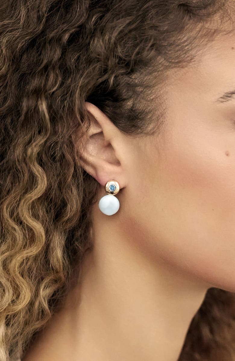 Ettika Majestic Freshwater Pearl Drop Earrings, Alternate, color, Blue