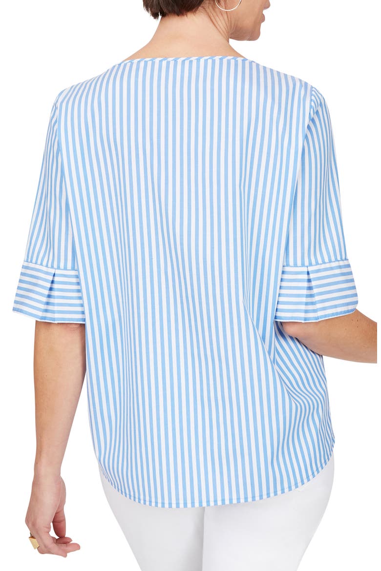 Koralie Twill Stripe Wrinkle Free Top, Alternate, color, MALIBU BLUE