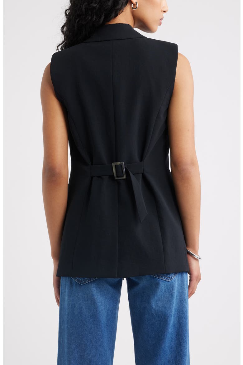 The Curator Belt Detail Longline Vest, Alternate, color, BLACK