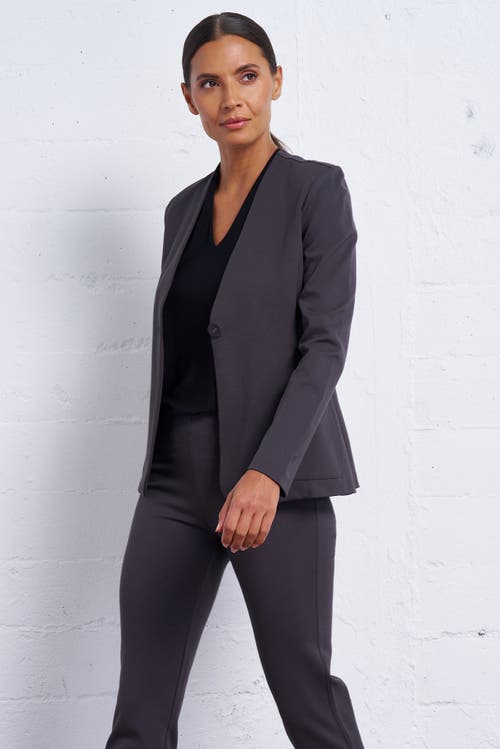 Franne Golde Perfect Ponte Collarless Fitted Stretch Blazer