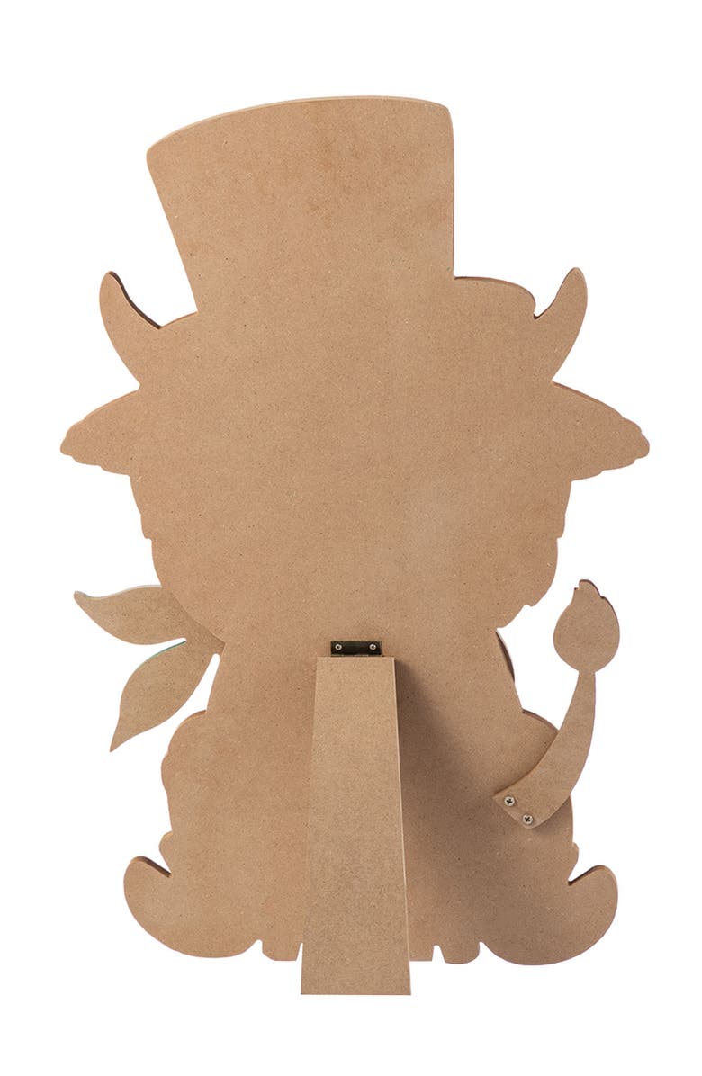 Glitzhome St. Patrick's Wooden Highland Cow Porch Decor, Alternate, color, Green